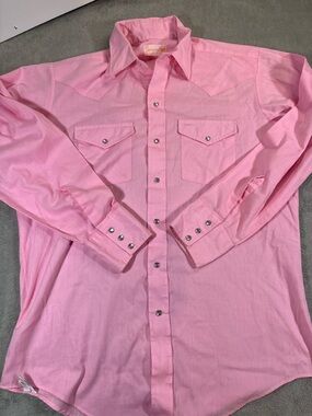Vintage Jason by Fantasia Pink Pearl Snap Western Shirt L Made in USA